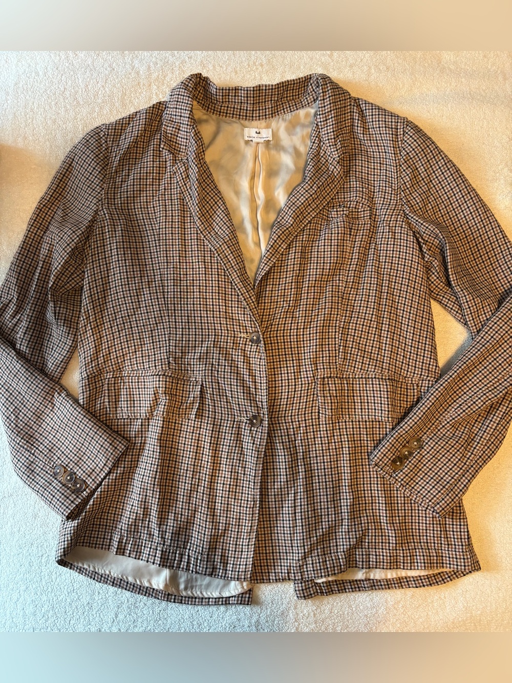 Kenzie & Francesca’s Jacket, Plaid Neutral Colors. Women’s Sz Medium